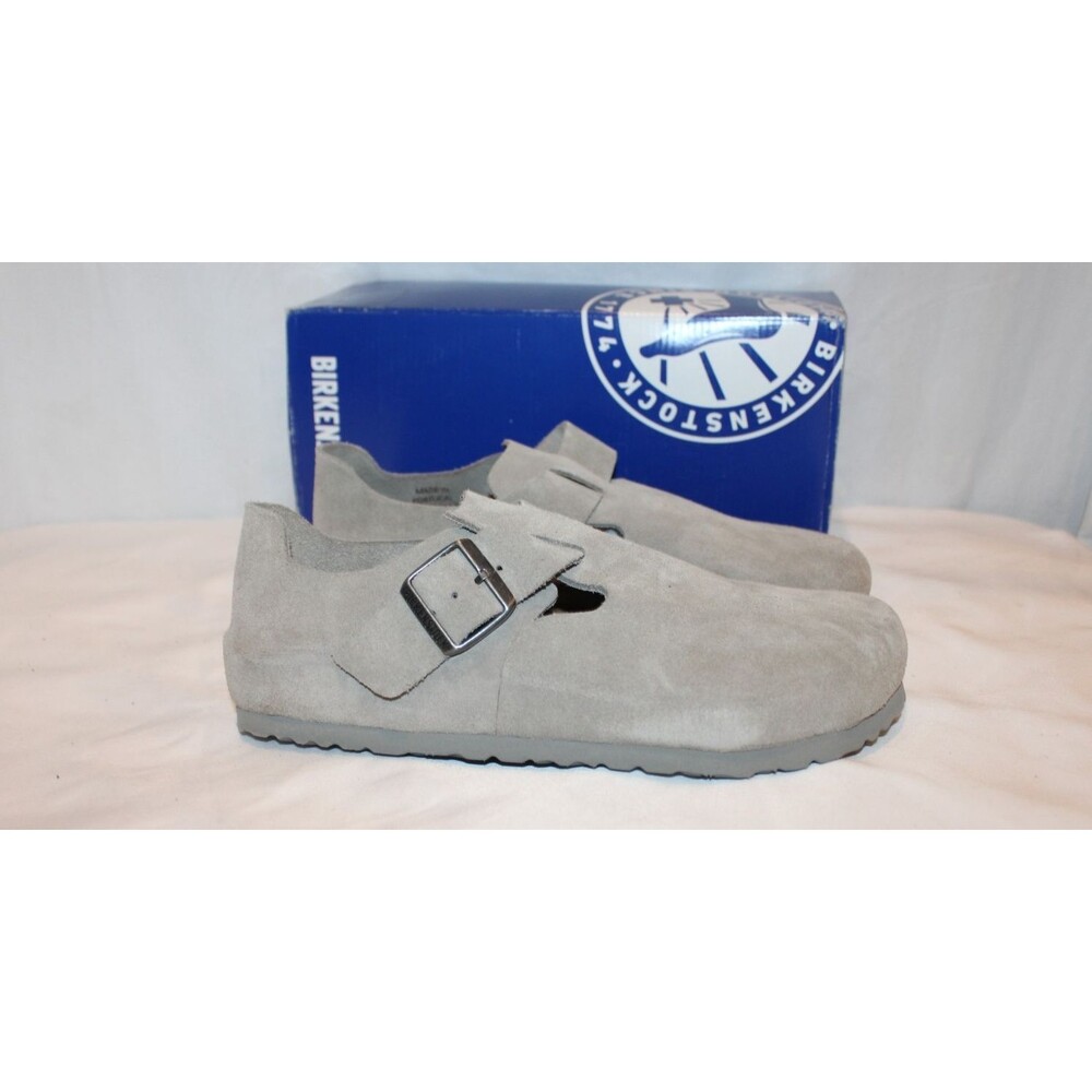 Birkenstock London BS Suede Sandals Shoes STONE COIN GRAY EU 41 REG M 8 W 10